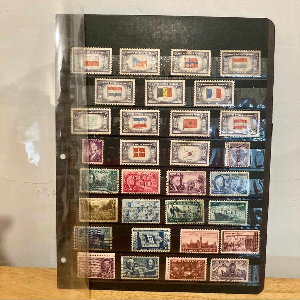 1940s Vintage Stamp Collection Page Ephemera US Stamps WWII Collectibles - Picture 2 of 15